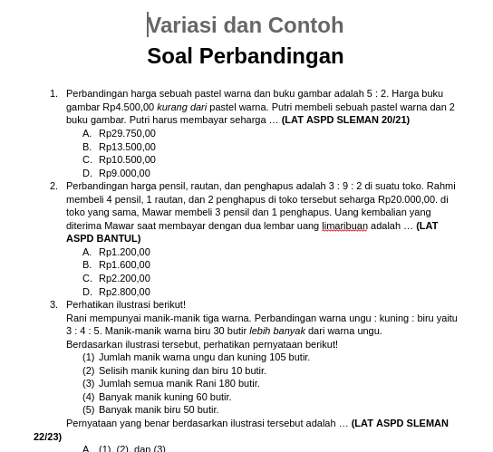 soal aspd matematika sd kelas 6 pdf